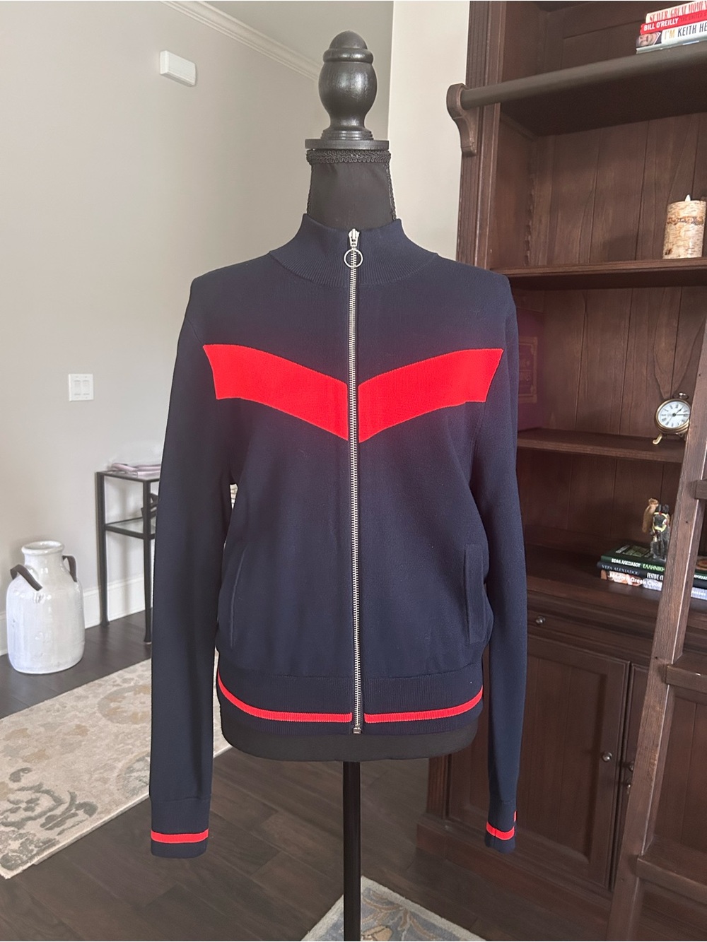 Banana Republic navy blue full-zip knit sweater jacket